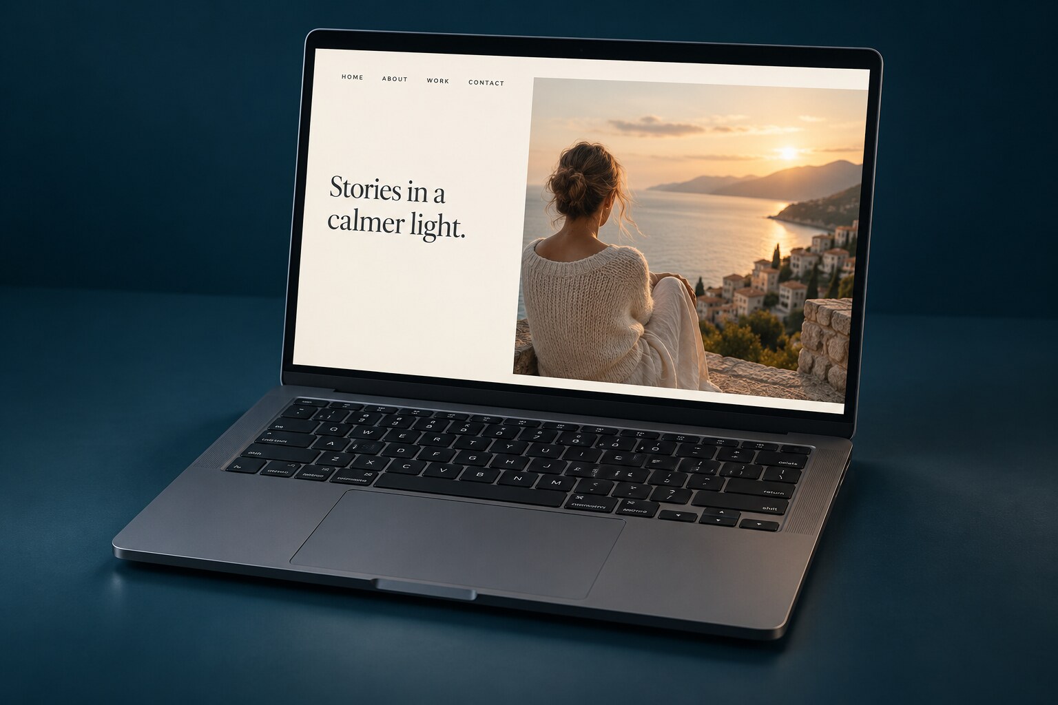 Laptop met een voorbeeld van een fotografiewebsite